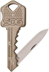 SOG Specialty Knives - 1-1/2" Blade, Straight Drop Point Folding Knife - 2-1/2" Closed Length, Stainless Steel - Best Tool & Supply