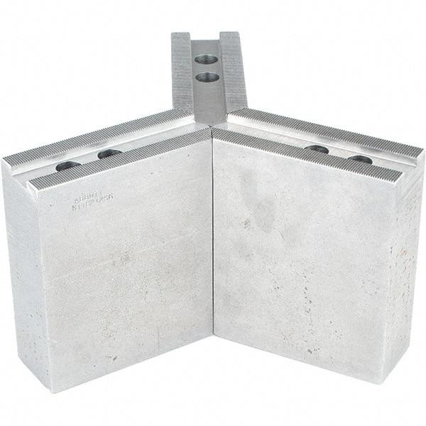 Abbott Workholding Products - 12" & Up Chuck Capacity, 1.5mm x 60° Serrated Attachment, Square Soft Lathe Chuck Jaw - 3 Jaws, Steel, 1.1811" Btw Mount Hole Ctrs, 5-1/2" Long x 2" Wide x 6" High, 0.8268" Groove, 0.6299" & 16mm Fastener - Best Tool & Supply