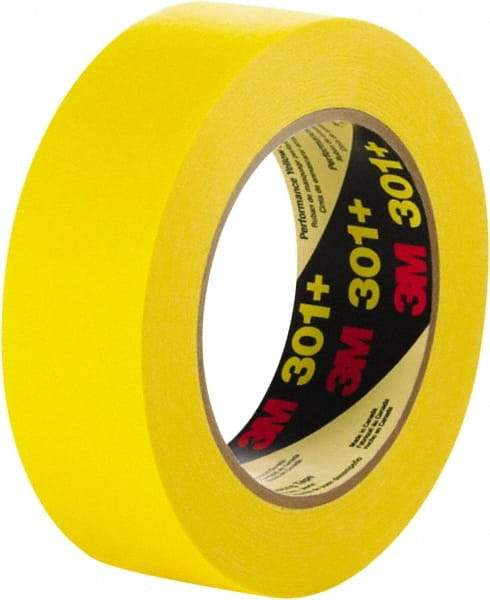 3M - 24mm Wide x 60 Yd Long Yellow Paper Masking Tape - Series 301+, 6.3 mil Thick, 22 In/Lb Tensile Strength - Best Tool & Supply