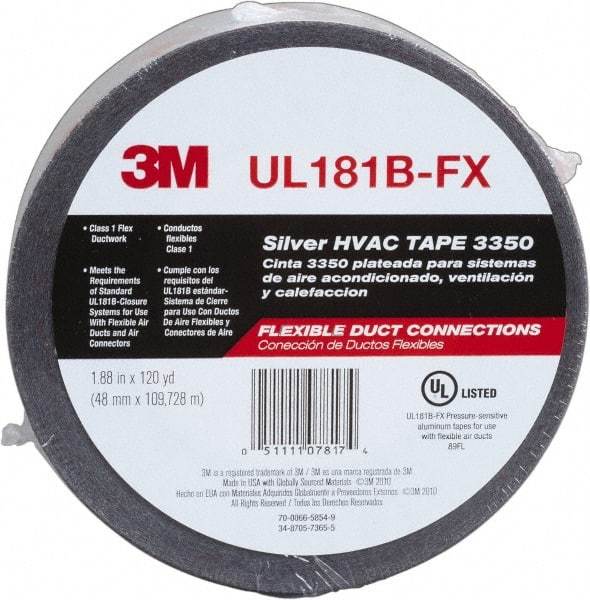 3M - 48mm x 120 Yds Silver Foil Tape - 3.1 mil, Acrylic Adhesive, Series 3350 - Best Tool & Supply