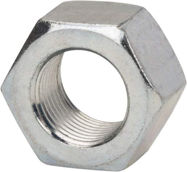 Made in USA - 3/8-24 UN Steel Right Hand Hex Nut - 9/16" Across Flats, 21/64" High, Zinc Clear Finish - Best Tool & Supply