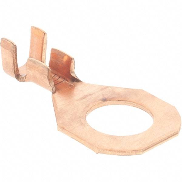 Import - 12-10 AWG Noninsulated D Shaped Ring Terminal - 3/8" Stud, Brass Contact - Best Tool & Supply