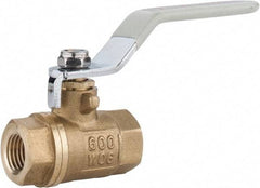 Value Collection - 1/4" Pipe, Full Port, Brass Full Port Ball Valve - Inline - Two Way Flow, FNPT x FNPT Ends, Lever Handle, 600 WOG, 150 WSP - Best Tool & Supply