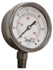 Winters - 2-1/2" Dial, 1/4 Thread, 0-100 Scale Range, Pressure Gauge - Lower Connection Mount, Accurate to 1.5% of Scale - Best Tool & Supply