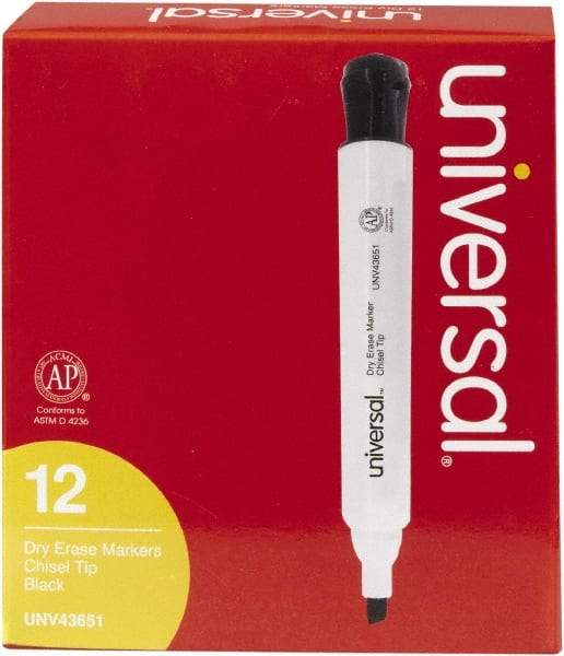 UNIVERSAL - Black, Chisel Tip, Dozen Dry Erase Markers - For Use with Dry Erase Marker Boards - Best Tool & Supply