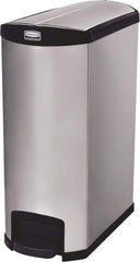 Rubbermaid - 24 Gal Rectangle Unlabeled Trash Can - 32.84" High x 27-1/8" Long, Chrome, Black, Metal - Best Tool & Supply