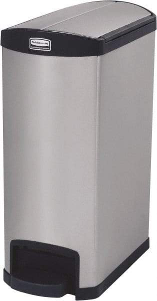 Rubbermaid - 13 Gal Rectangle Unlabeled Trash Can - 28.85" High x 22-5/8" Long, Chrome, Black, Metal - Best Tool & Supply