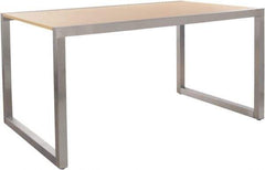 ECONOCO - 60" Long x 36" Wide x 30" High Stationary Display Table - Maple & Satin Chrome (Color), Melamine Top - Best Tool & Supply