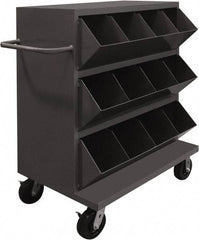 Durham - 2,400 Lb Capacity, 24" Wide x 36" Long x 49-1/4" High Storage Bin Cart - 12 Slot, Steel, 2 Rigid/2 Swivel Casters - Best Tool & Supply