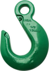 Campbell - 35,300 Lb Capacity, Chain Grade 100, Alloy Steel Eye Hook - 8.28" Reach, 1-1/2" Eye ID, 12" OAL, Painted Green - Best Tool & Supply