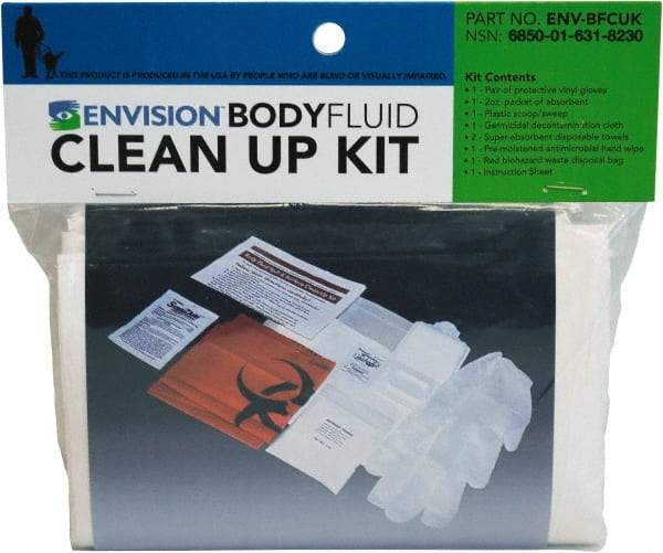 Ability One - 9 Piece, 1 Person, Body Fluid Clean-Up First Aid Kit - Plastic Bag - Best Tool & Supply