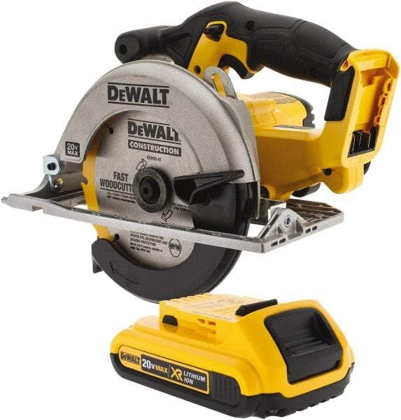 DeWALT - 20 Volt, 6-1/2" Blade, Cordless Circular Saw - 3,700 RPM, Lithium-Ion Batteries Included - Best Tool & Supply