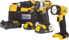 DeWALT - 20 Volt Cordless Tool Combination Kit - Includes 1/2" Drill/Driver, 1/4" Impact Driver & Work Light, Lithium-Ion Battery Included - Best Tool & Supply