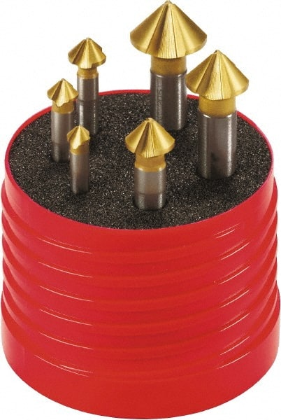 Walter-Titex - 6 Piece, 1/4 to 0.8071" Head Diam, 90° Included Angle, Single End Countersink Set - Best Tool & Supply