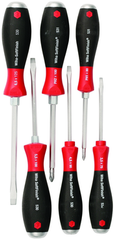 6 Piece - SoftFinish® Cushion Grip Extra Heavy Duty Screwdriver w/ Hex Bolster & Metal Striking Cap Set - #53096 - Includes: Slotted 3.5 - 6.5mm Phillips #1 - 2 - Best Tool & Supply