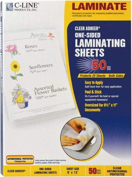 C-LINE - 50 Self-Laminating Sheets - 3 mil Thick x 9" Wide x 1' Long - Best Tool & Supply