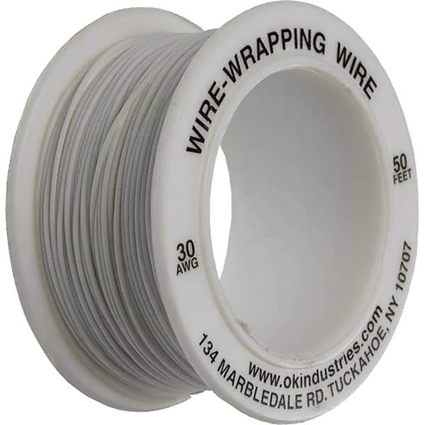 OK Industries - 30 AWG, 1 Strand, 15.2 m OAL, Copper Hook Up Wire - White Kynar Jacket - Best Tool & Supply