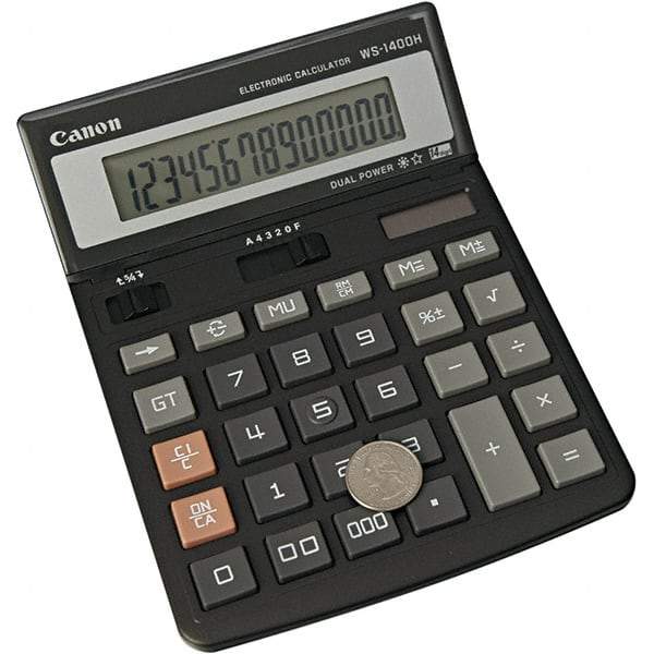 Canon - 14-Digit LCD 14 Function Handheld Calculator - 5-7/8 x 7-7/8 Display Size, Black, Solar & Battery Powered - Best Tool & Supply