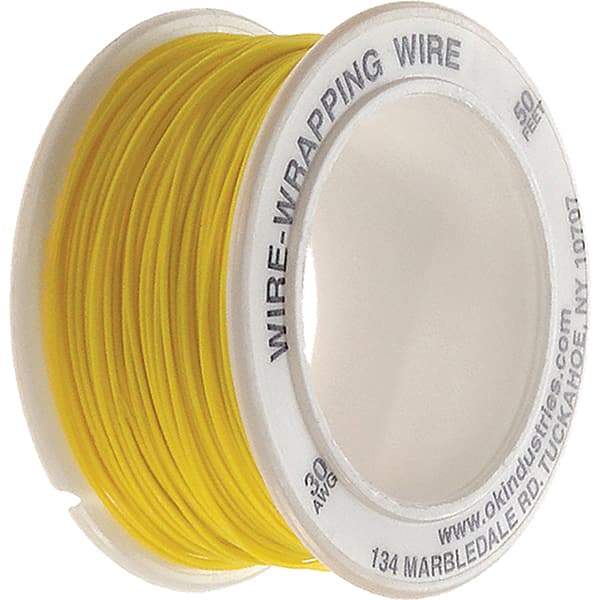 OK Industries - 30 AWG, 1 Strand, 15.2 m OAL, Copper Hook Up Wire - Yellow Kynar Jacket - Best Tool & Supply