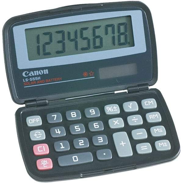 Canon - 8-Digit LCD 8 Function Handheld Calculator - 4-3/8 x 2-3/4 Display Size, Black, Solar & Battery Powered - Best Tool & Supply