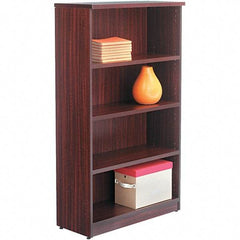 ALERA - 4 Shelf, 55" High x 31-3/4" Wide Bookcase - 14" Deep, Woodgrain Laminate, Mahogany - Best Tool & Supply