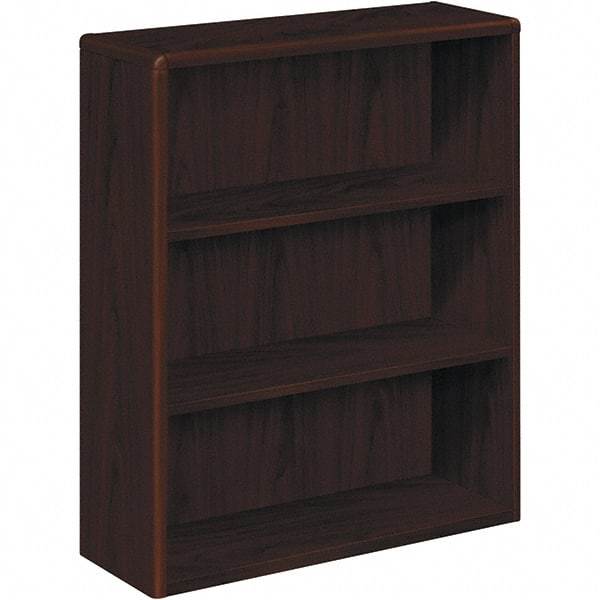 Hon - 3 Shelf, 43.38" High x 36" Wide Bookcase - 13-1/8" Deep, High-Pressure Laminate, Mahogany - Best Tool & Supply