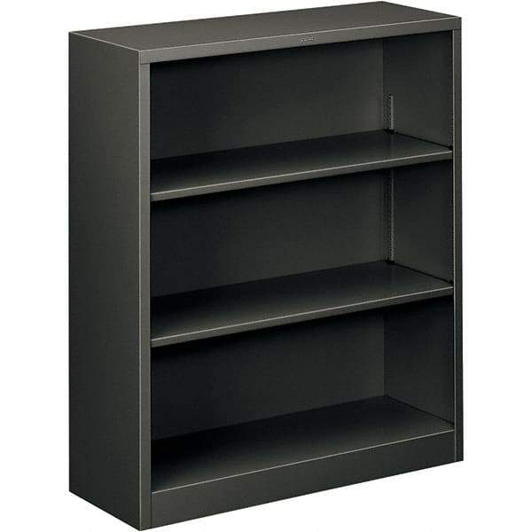 Hon - 3 Shelf, 41" High x 34-1/2" Wide Bookcase - 12-5/8" Deep, Steel, Charcoal - Best Tool & Supply