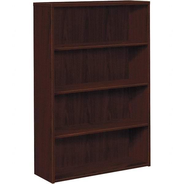 Hon - 4 Shelf, 57.13" High x 36" Wide Bookcase - 13-1/8" Deep, Woodgrain Laminate, Mahogany - Best Tool & Supply