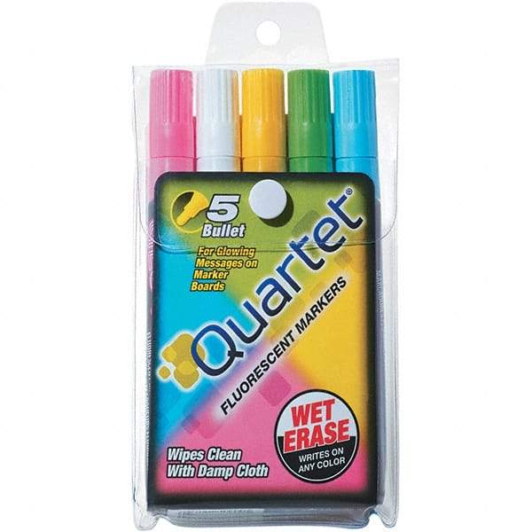 Quartet - Assorted Colors, 5 Set Glo-Write Fluorescent Dry Erase Markers - For Use with Dry Erase Marker Boards - Best Tool & Supply