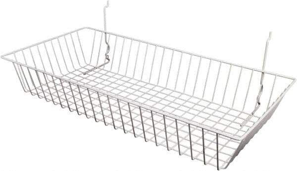 ECONOCO - 12" Deep, Rectangular Steel Peg Board/Slatwall Basket - 24" Wide x 4" High - Best Tool & Supply