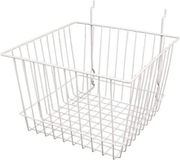 ECONOCO - 12" Deep, Square Steel Peg Board/Slatwall Basket - 12" Wide x 8" High - Best Tool & Supply