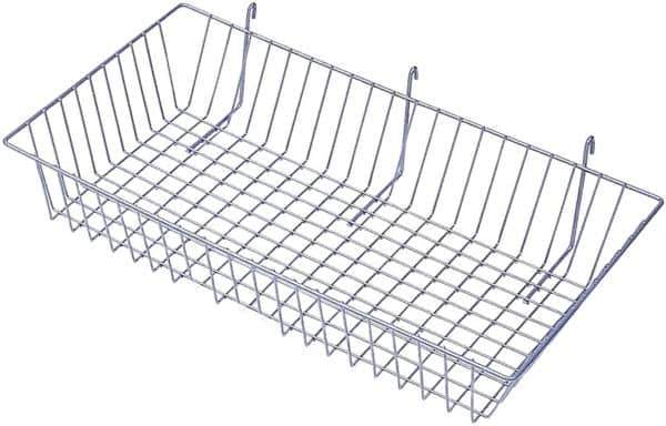 ECONOCO - 12" Deep, Rectangular Steel Peg Board/Slatwall Basket - 24" Wide x 4" High - Best Tool & Supply