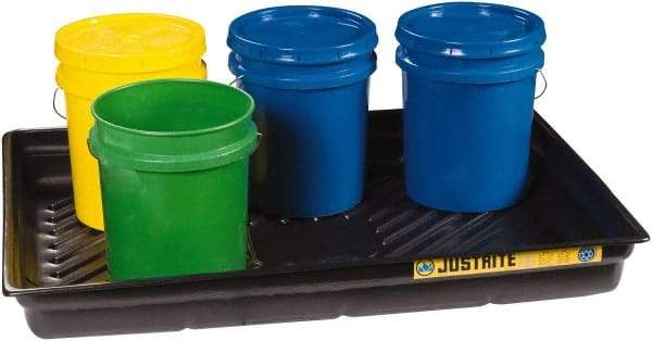 Justrite - 29 Gallon Capacity, 33 Inch Long x 47 Inch Wide, Polyurethane Spill Tray - 33 Inch Diameter, 5-1/2 Inch High, Black - Best Tool & Supply