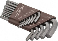 Paramount - 13 Piece L-Key Short Arm Hex Key Set - Hex Range 0.05 to 3/8", Steel - Best Tool & Supply