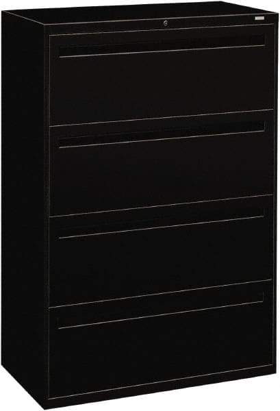 Hon - 36" Wide x 53-1/4" High x 19-1/4" Deep, 4 Drawer Lateral File - Steel, Black - Best Tool & Supply