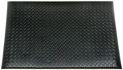 Anti-Fatigue Mat: 5' Length, 36″ Thick, Vinyl Diamond Plate, Black, Dry