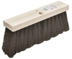 Ability One - 16" Rough Surface Polypropylene Push Broom - 6-3/4" Bristle Length, Wood Block, Tapered Handle Connection - Best Tool & Supply