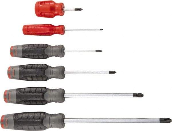 Proto - 6 Piece Phillips & Stubby Screwdriver Set - Bit Sizes: Philips #0 to #4 - Best Tool & Supply