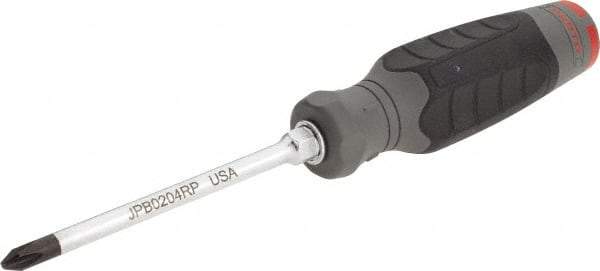 Proto - #2, 4-1/4" OAL, Standard Phillips Screwdriver - 4" Blade Length, Round Shank, Ergonomic Handle - Best Tool & Supply