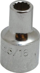 Proto - 5/16", 1/2" Drive, Standard Hand Socket - 12 Points, 1-31/64" OAL, Alloy Steel, Chrome Finish - Best Tool & Supply