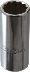 Proto - 1/4" Drive, Deep Hand Socket - 12 Points, 1-15/16" OAL, Alloy Steel, Chrome Finish - Best Tool & Supply