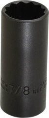 Proto - 7/8", 3/8" Drive, Deep Hand Socket - 12 Points, 2-3/4" OAL, Alloy Steel, Black Finish - Best Tool & Supply