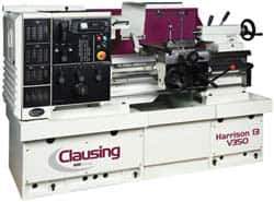 Clausing - 13-3/4" Swing, 25-1/4" Between Centers, 230 Volt, Triple Phase Engine Lathe - 4MT Taper, 10 hp, 17 to 3,250 RPM, 1-5/8" Bore Diam, 53" Deep x 65" High x 80" Long - Best Tool & Supply