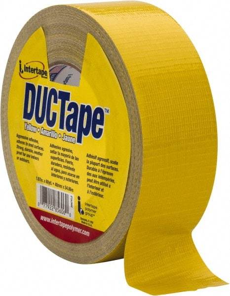 Intertape - 2" x 55m Yellow Duct Tape - 9 mil, Rubber Adhesive, Polyethylene Cloth Backing, 18 Lb/ln Tensile Strength, 32°F to 160°F, Series AC20 - Best Tool & Supply