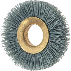 Osborn - 2" OD, 5/8" Arbor Hole, Crimped Nylon Wheel Brush - 3/8" Face Width, 7/16" Trim Length, 0.022" Filament Diam, 15,000 RPM - Best Tool & Supply