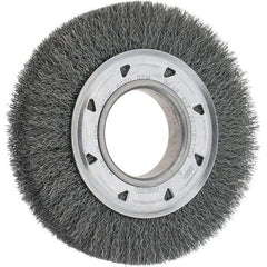 Osborn - 6" OD, 2" Arbor Hole, Crimped Steel Wheel Brush - 7/8" Face Width, 1" Trim Length, 0.0104" Filament Diam, 6,000 RPM - Best Tool & Supply