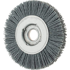 Osborn - 4" OD, 5/8" Arbor Hole, Crimped Nylon Wheel Brush - 5/8" Face Width, 3/4" Trim Length, 0.04" Filament Diam, 12,000 RPM - Best Tool & Supply