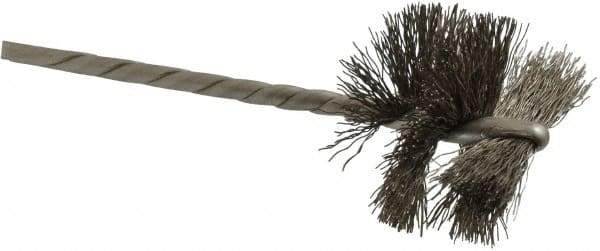 Osborn - 1-1/4" Diam Helical Stainless Steel Tube Brush - 0.008" Filament Diam, 1" Brush Length, 3-1/2" OAL, 1/8" Diam Shank - Best Tool & Supply