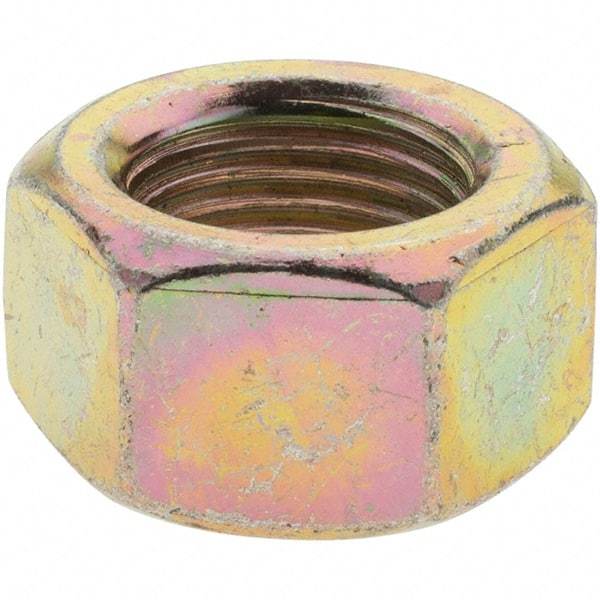 Value Collection - 5/8-18 UNF Steel Right Hand Hex Nut - 15/16" Across Flats, 35/64" High, Zinc Yellow Dichromate Finish - Best Tool & Supply