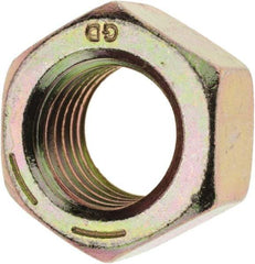 Value Collection - 1-8 UNC Steel Right Hand Hex Nut - 1-1/2" Across Flats, 55/64" High, Zinc Yellow Dichromate Finish - Best Tool & Supply